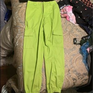 i am gia neon green cargo pants